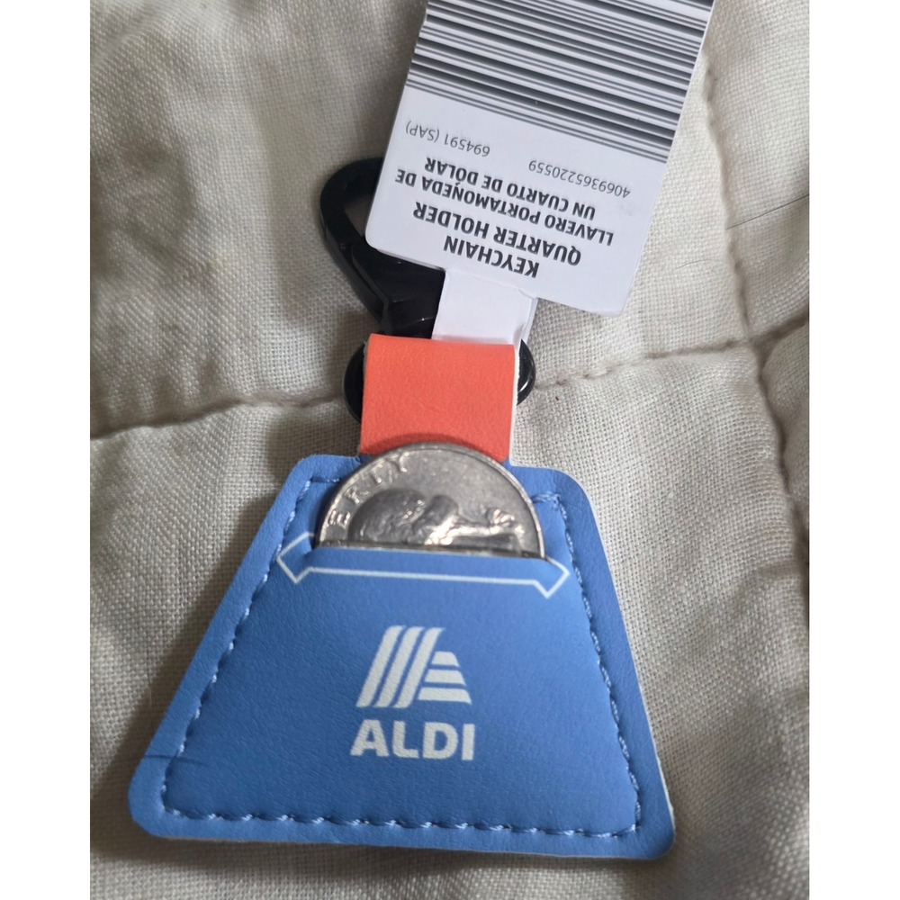 Aldi Keychain Quarter Holder Unisex OS Blue New Logo Shopping Cart Accessory